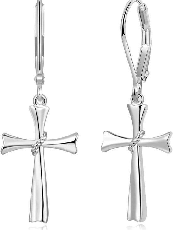 Jewelry - Elegant 14K Gold Butterfly Heart Cross Drop Earrings - Teardrop Dangle Hoops for